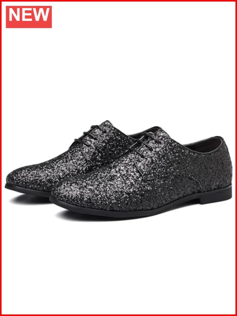 Men's Oxfords Lace Up Sequins Dress Shoes Metallic Glitter Tuxedo Party